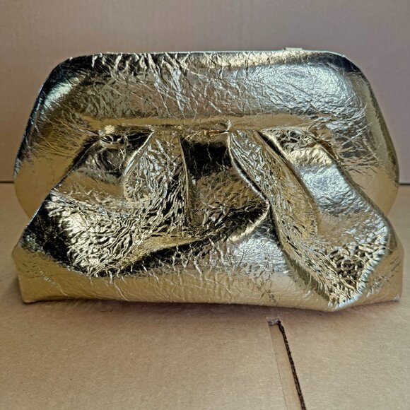 Themoire Tia Pinatex Fabric Clutch - Gold - Picture 3 of 9